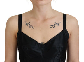 Dolce & Gabbana Schwarzes Stretch-Minikleid aus Wolle in Passform