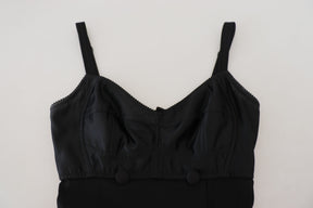 Dolce & Gabbana Schwarzes Stretch-Minikleid aus Wolle in Passform