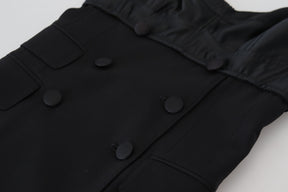 Dolce & Gabbana Schwarzes Stretch-Minikleid aus Wolle in Passform
