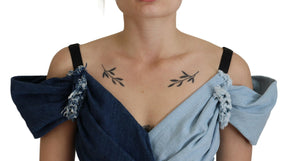 Dolce & Gabbana Zweifarbiges blaues Patchwork-Denim-Minikleid
