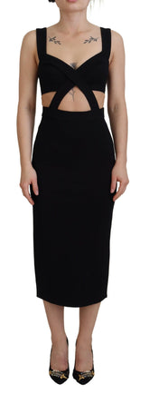 Dolce & Gabbana Schwarzes Viskose Bodycon Etuikleid Midikleid
