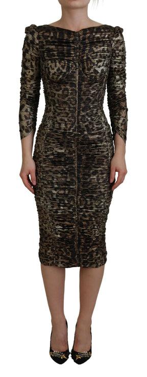 Dolce & Gabbana Multicolor Leopard Bodycon Etuikleid Midikleid