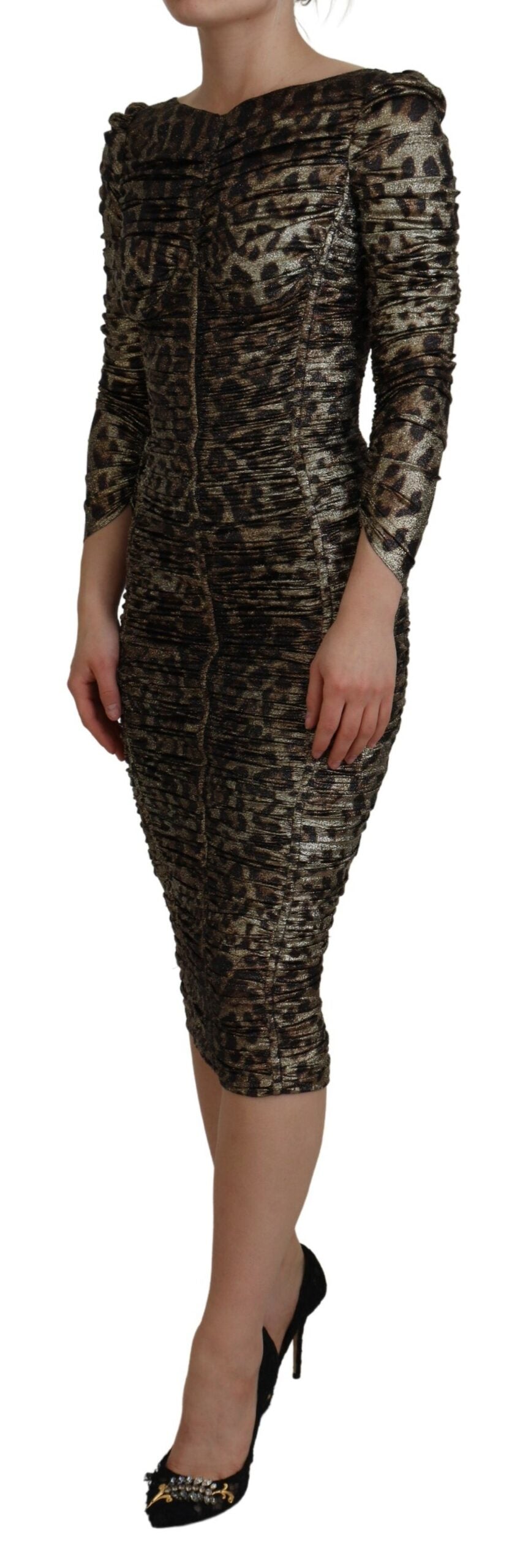 Dolce & Gabbana Multicolor Leopard Bodycon Etuikleid Midikleid