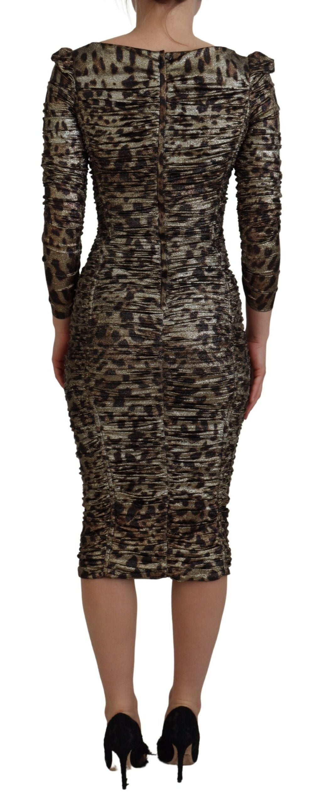 Dolce & Gabbana Multicolor Leopard Bodycon Etuikleid Midikleid