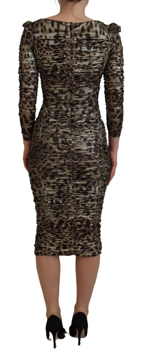 Dolce & Gabbana Multicolor Leopard Bodycon Etuikleid Midikleid