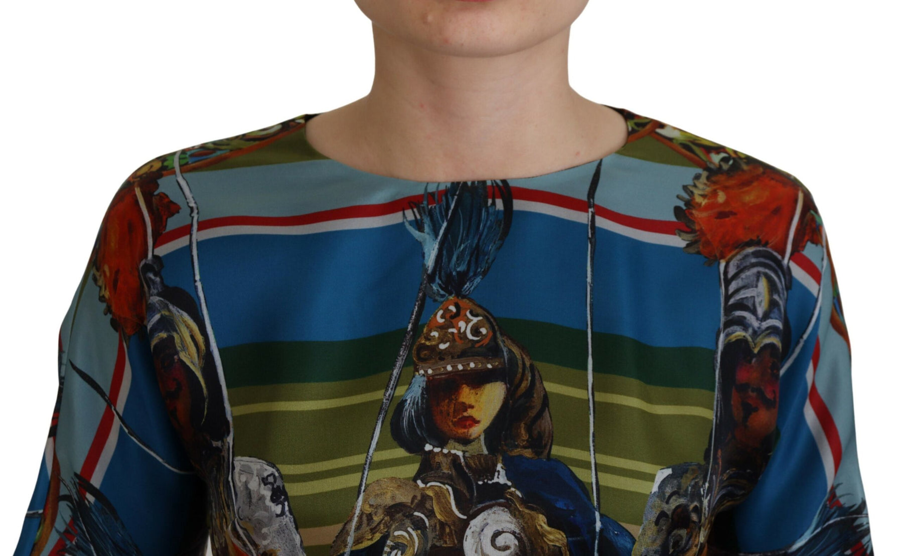 Dolce & Gabbana Multicolor Sicily Seide A-Linie Langes Kleid