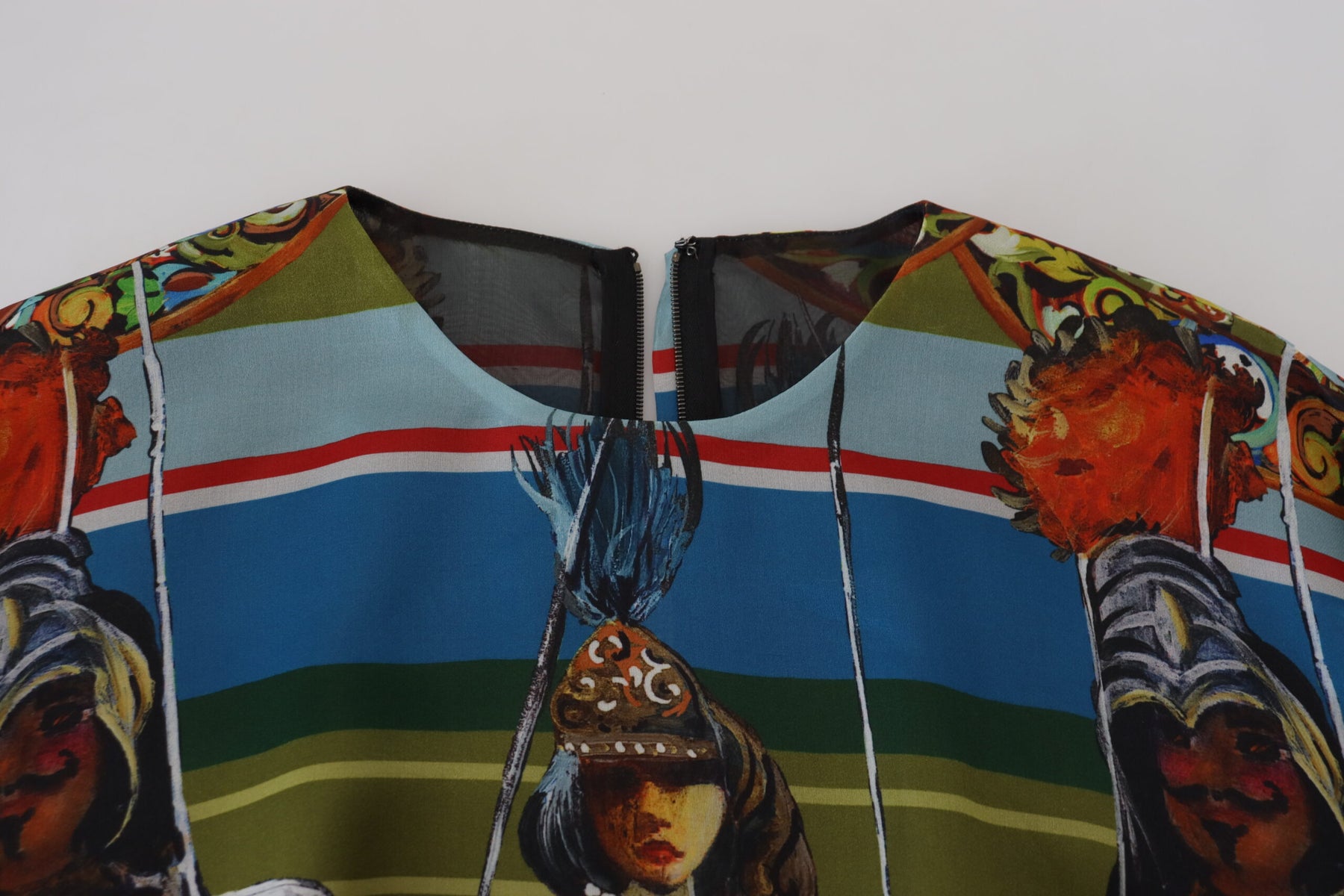 Dolce & Gabbana Multicolor Sicily Seide A-Linie Langes Kleid