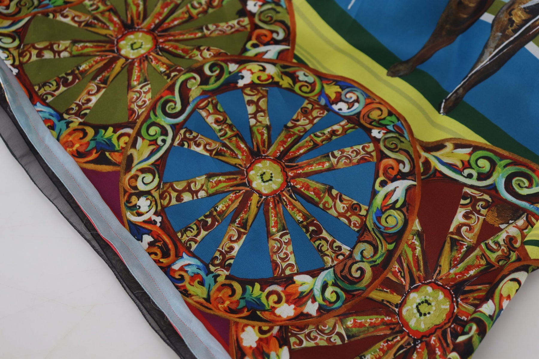 Dolce & Gabbana Multicolor Sicily Seide A-Linie Langes Kleid