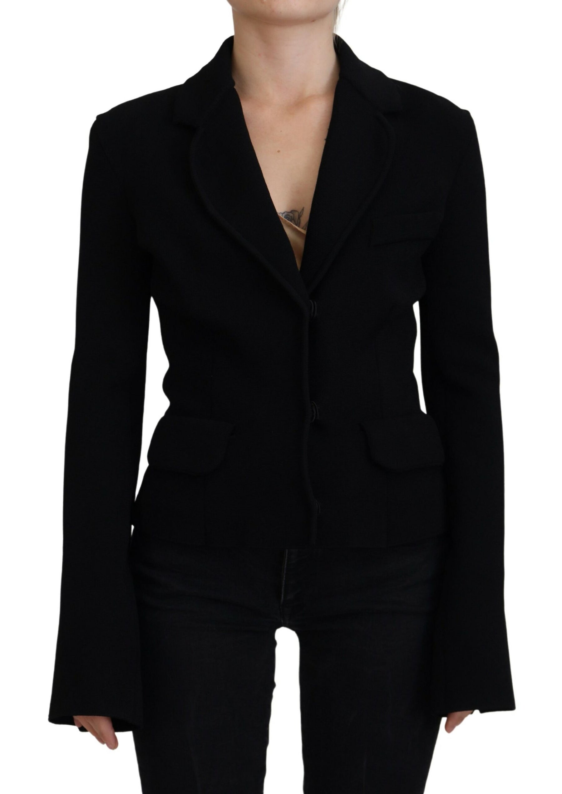 Dolce & Gabbana Schwarze Strickjacke mit Knöpfen Blazer Viskose Jacke