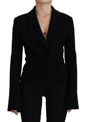Dolce & Gabbana Schwarze Strickjacke mit Knöpfen Blazer Viskose Jacke