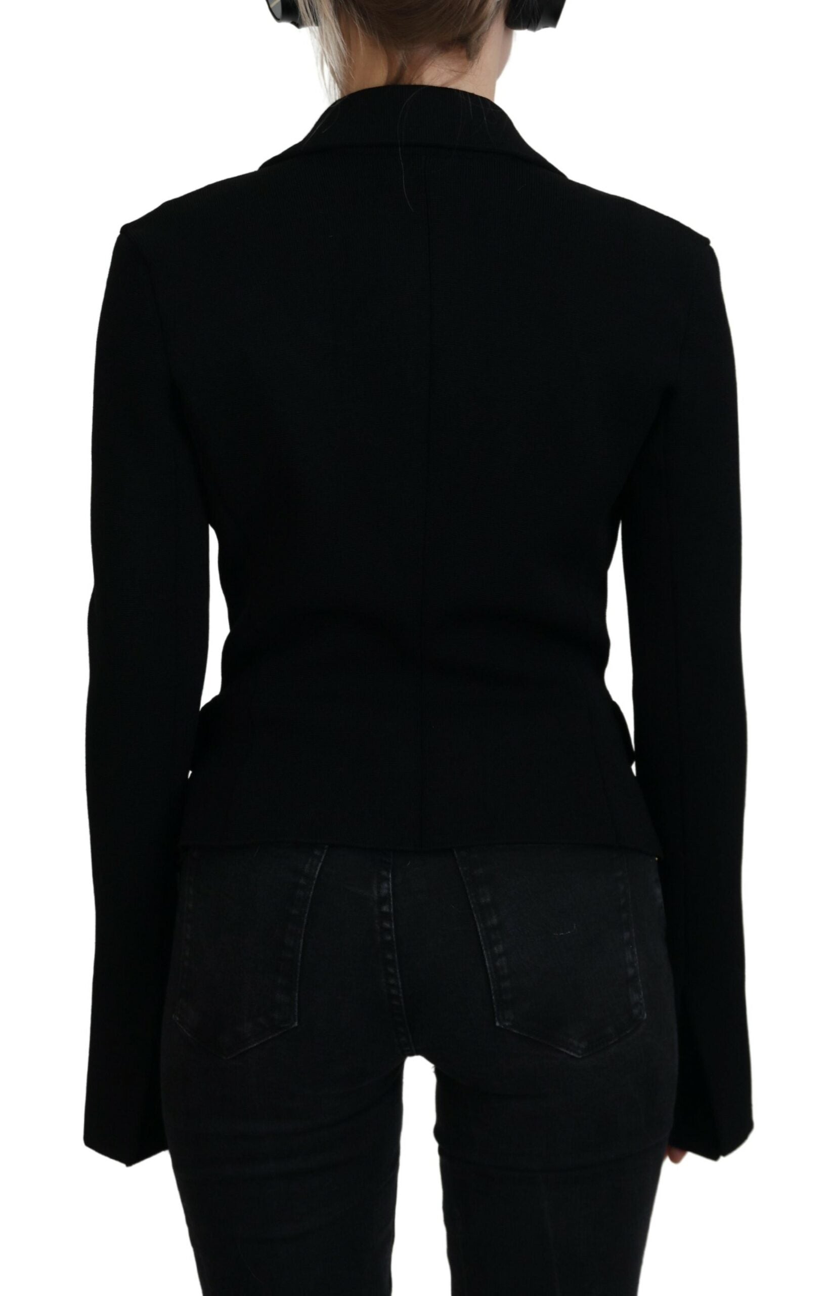 Dolce & Gabbana Schwarze Strickjacke mit Knöpfen Blazer Viskose Jacke