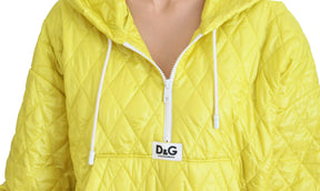 Dolce & Gabbana Gelbe Nylon Steppjacke mit Kapuze und Pullover