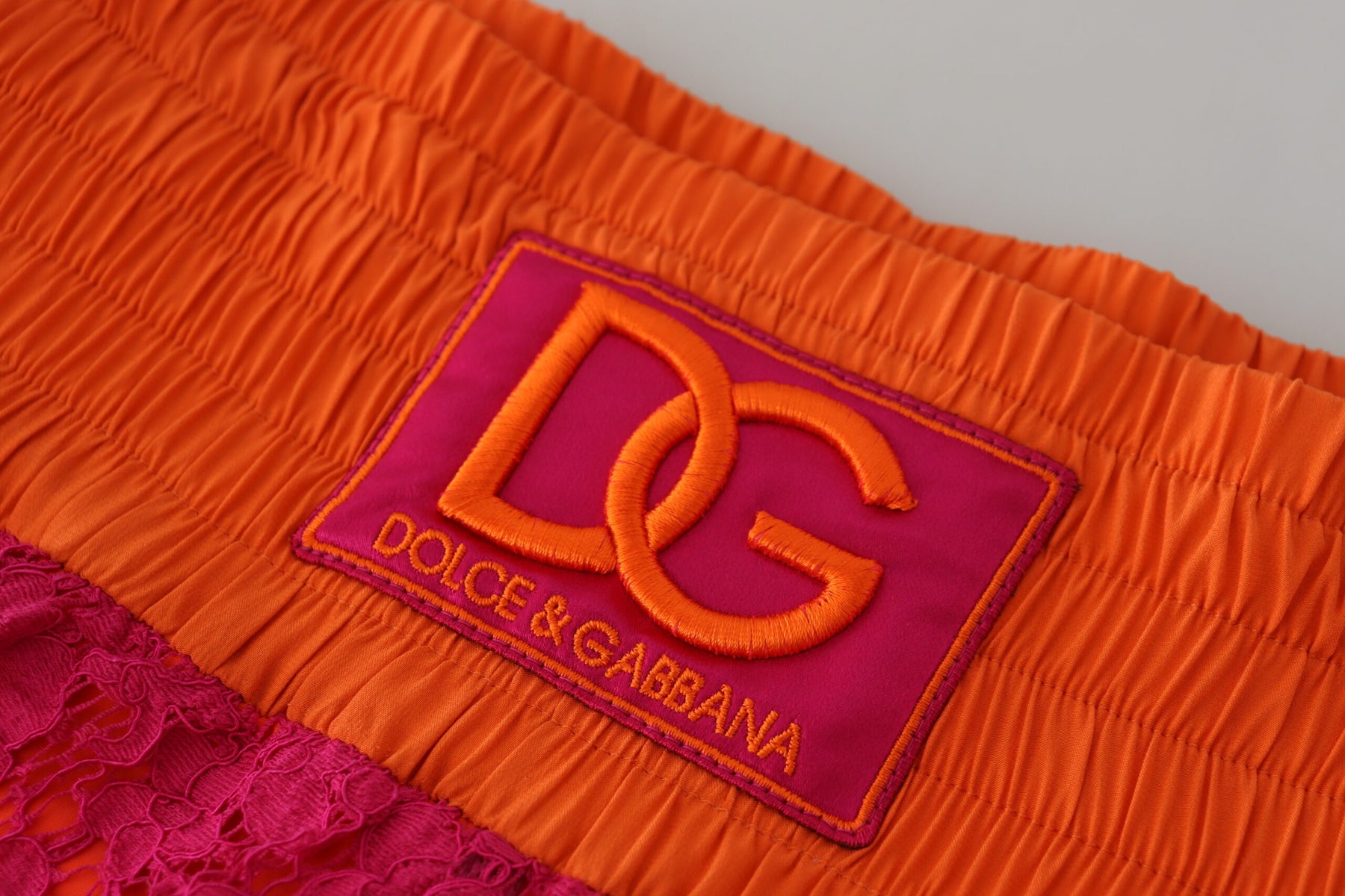 Dolce & Gabbana Rosa Orange Spitze Baumwolle Hohe Taille Shorts