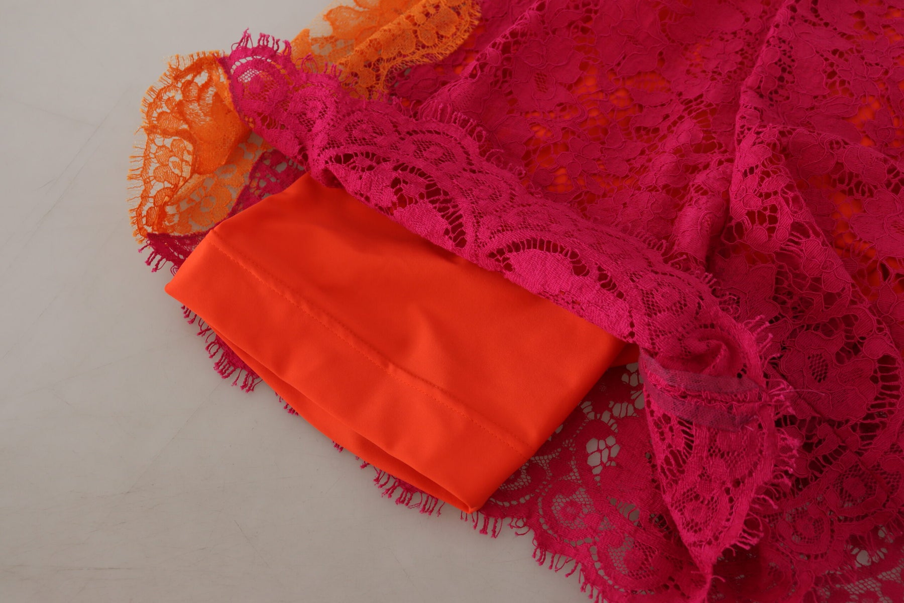 Dolce & Gabbana Rosa Orange Spitze Baumwolle Hohe Taille Shorts