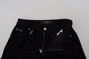 Dolce & Gabbana Schwarze Denim Baumwolle Stretch Hot Pants Shorts