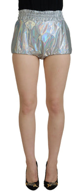 Dolce & Gabbana Silberne holografische Hotpants mit hoher Taille Shorts