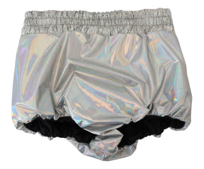 Dolce & Gabbana Silberne holografische Hotpants mit hoher Taille Shorts
