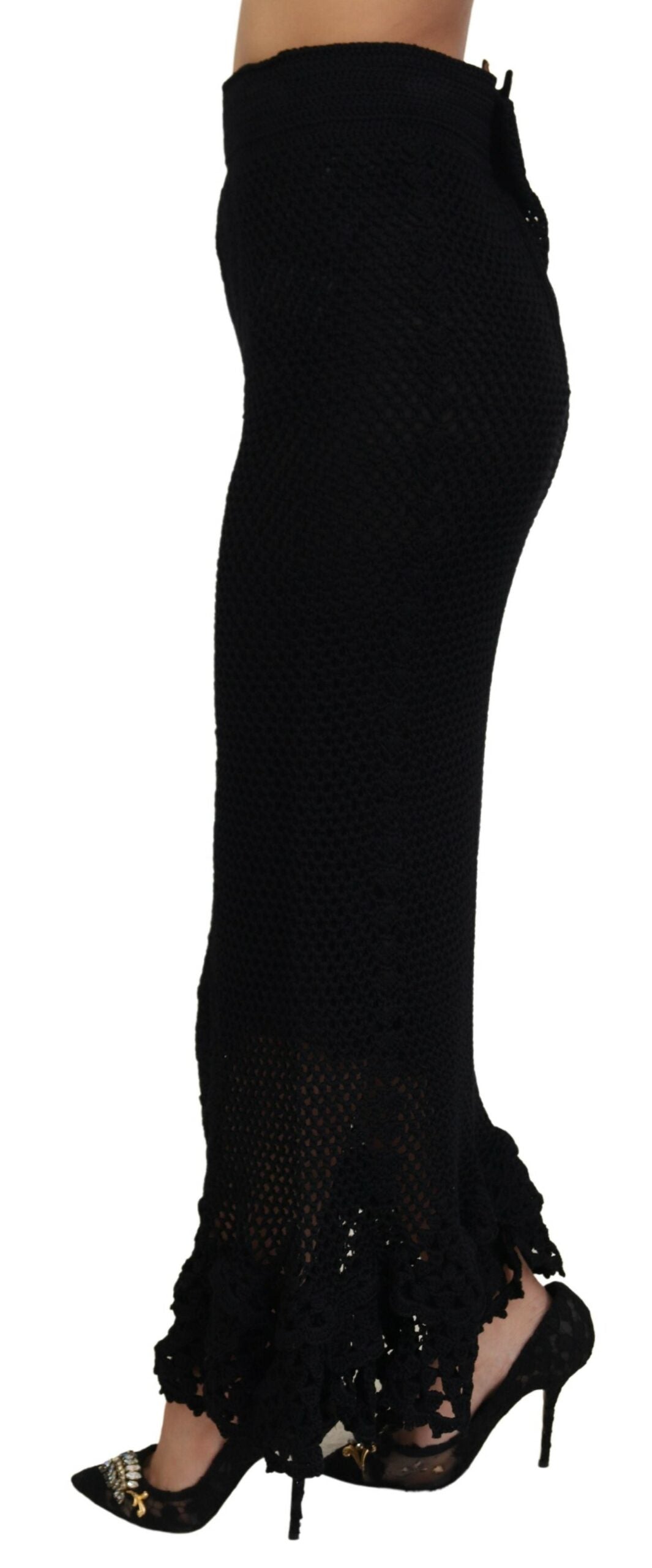 Dolce & Gabbana Schwarzer Baumwollstrickrock mit hoher Taille für Meerjungfrauen