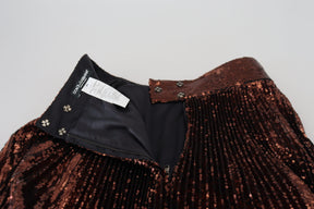 Dolce & Gabbana Bronzefarbener Maxi-Rock mit hoher Taille und Paillettenbesatz