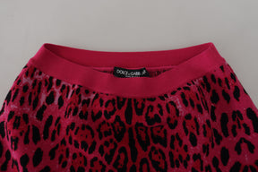 Dolce & Gabbana Rosa Leopard A-Linien-Minirock mit hoher Taille