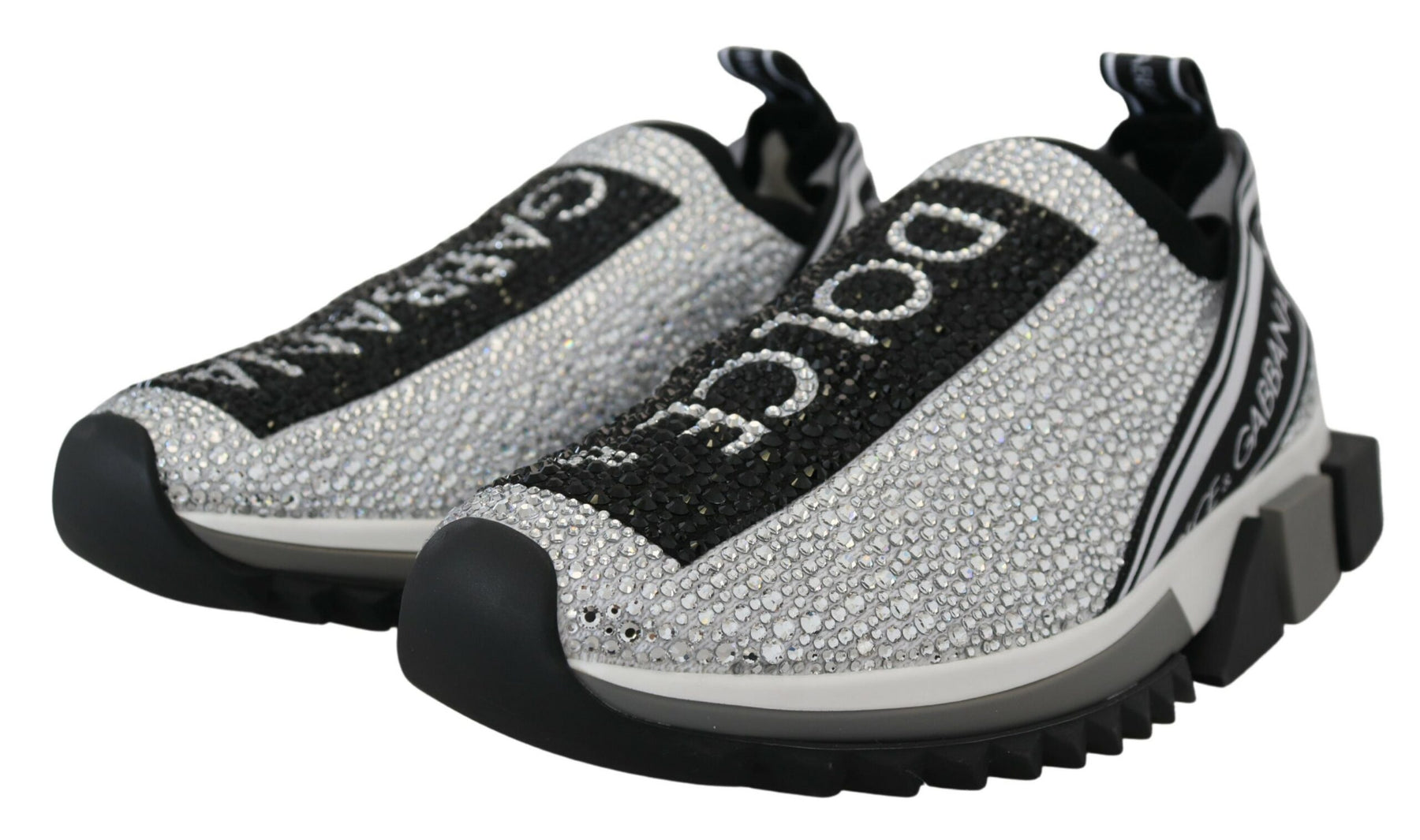 Dolce & Gabbana Silber Strass Sorrento Turnschuhe Schuhe