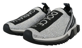 Dolce & Gabbana Silber Strass Sorrento Turnschuhe Schuhe