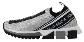 Dolce & Gabbana Silber Strass Sorrento Turnschuhe Schuhe