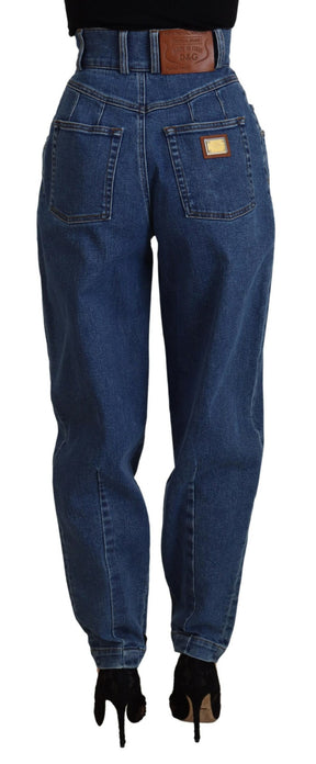 Dolce & Gabbana Blaue Denim-Baumwoll-Stretch-Jeans mit hoher Taille