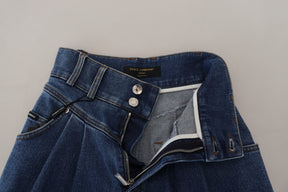 Dolce & Gabbana Blaue Denim-Baumwoll-Stretch-Jeans mit hoher Taille
