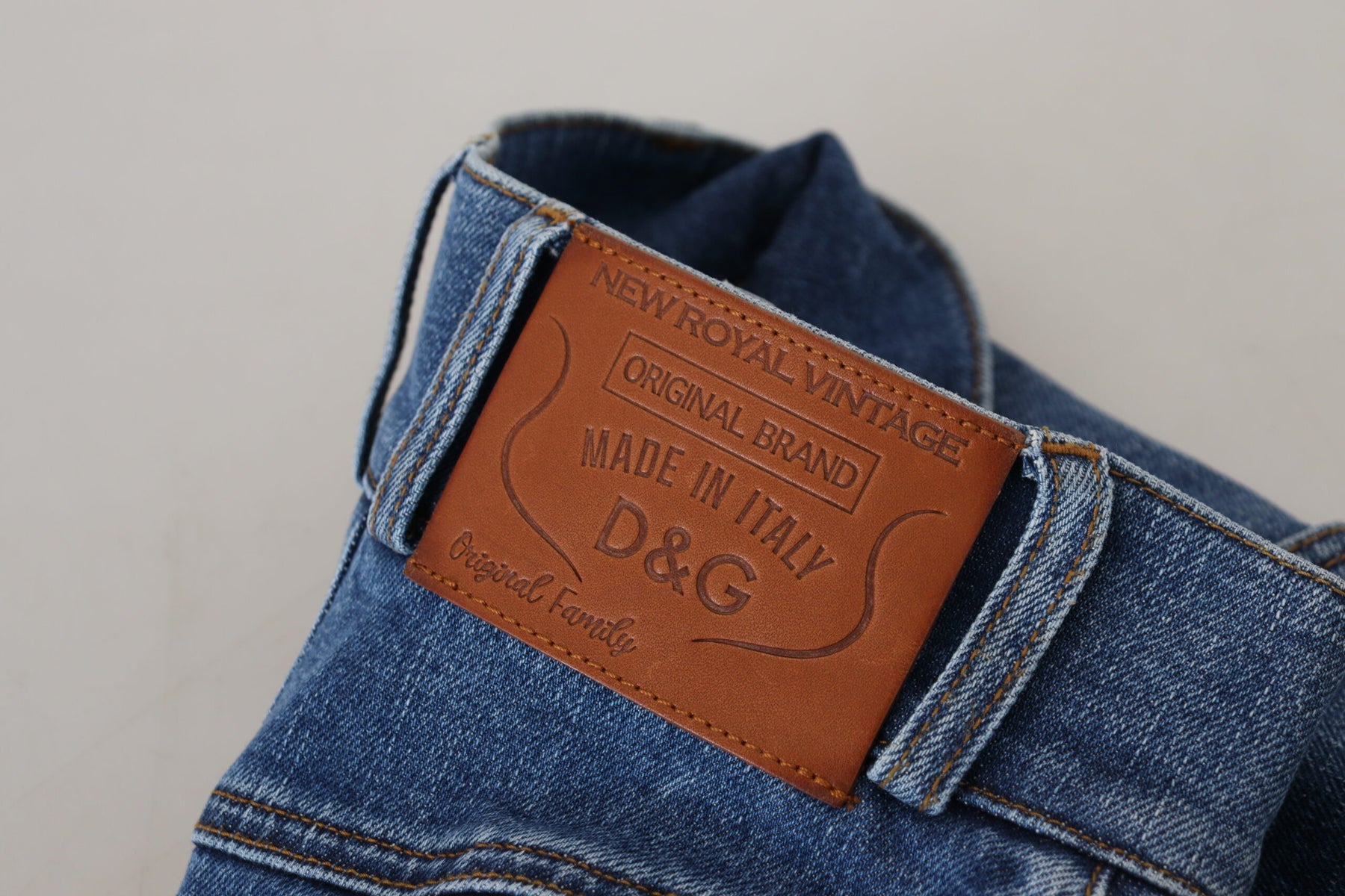 Dolce & Gabbana Blaue Denim-Baumwoll-Stretch-Jeans mit hoher Taille