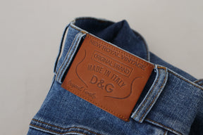 Dolce & Gabbana Blaue Denim-Baumwoll-Stretch-Jeans mit hoher Taille