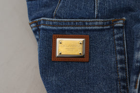 Dolce & Gabbana Blaue Denim-Baumwoll-Stretch-Jeans mit hoher Taille