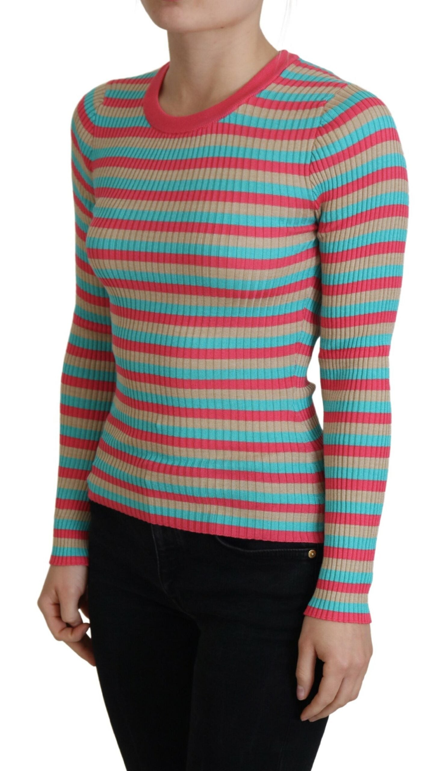 Dolce & Gabbana Multicolor Pullover mit Rundhalsausschnitt aus Seide