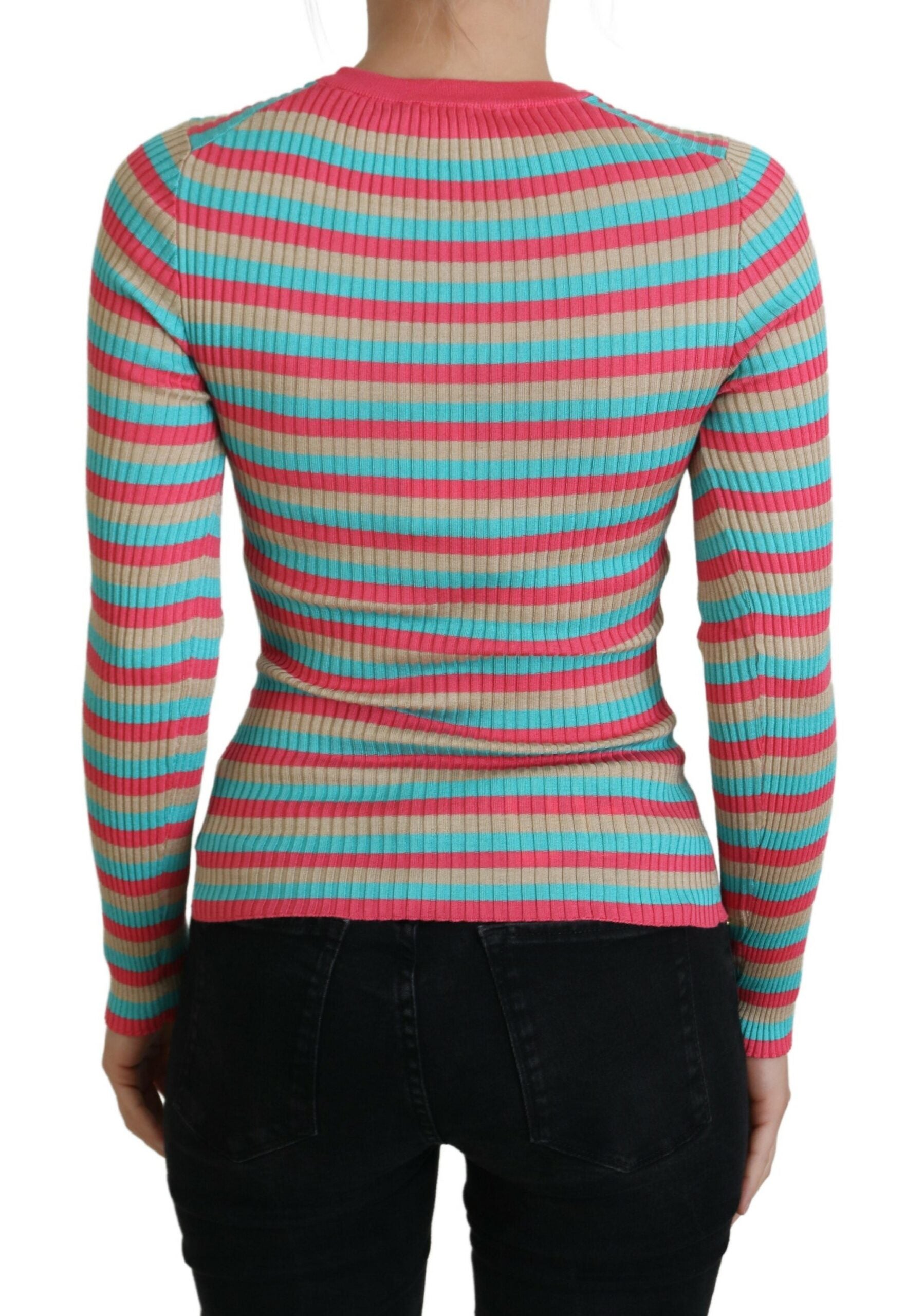 Dolce & Gabbana Multicolor Pullover mit Rundhalsausschnitt aus Seide