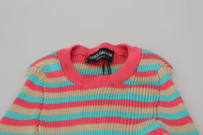 Dolce & Gabbana Multicolor Pullover mit Rundhalsausschnitt aus Seide