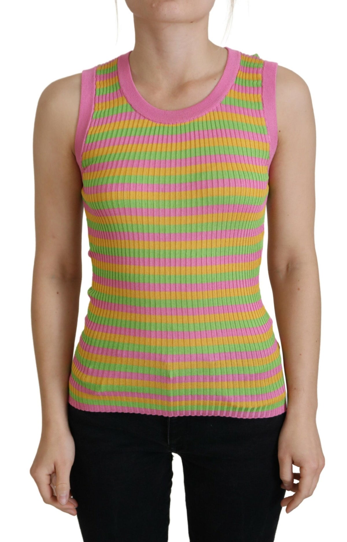 Dolce & Gabbana Multicolor Seidenweste Pullover Tank Top