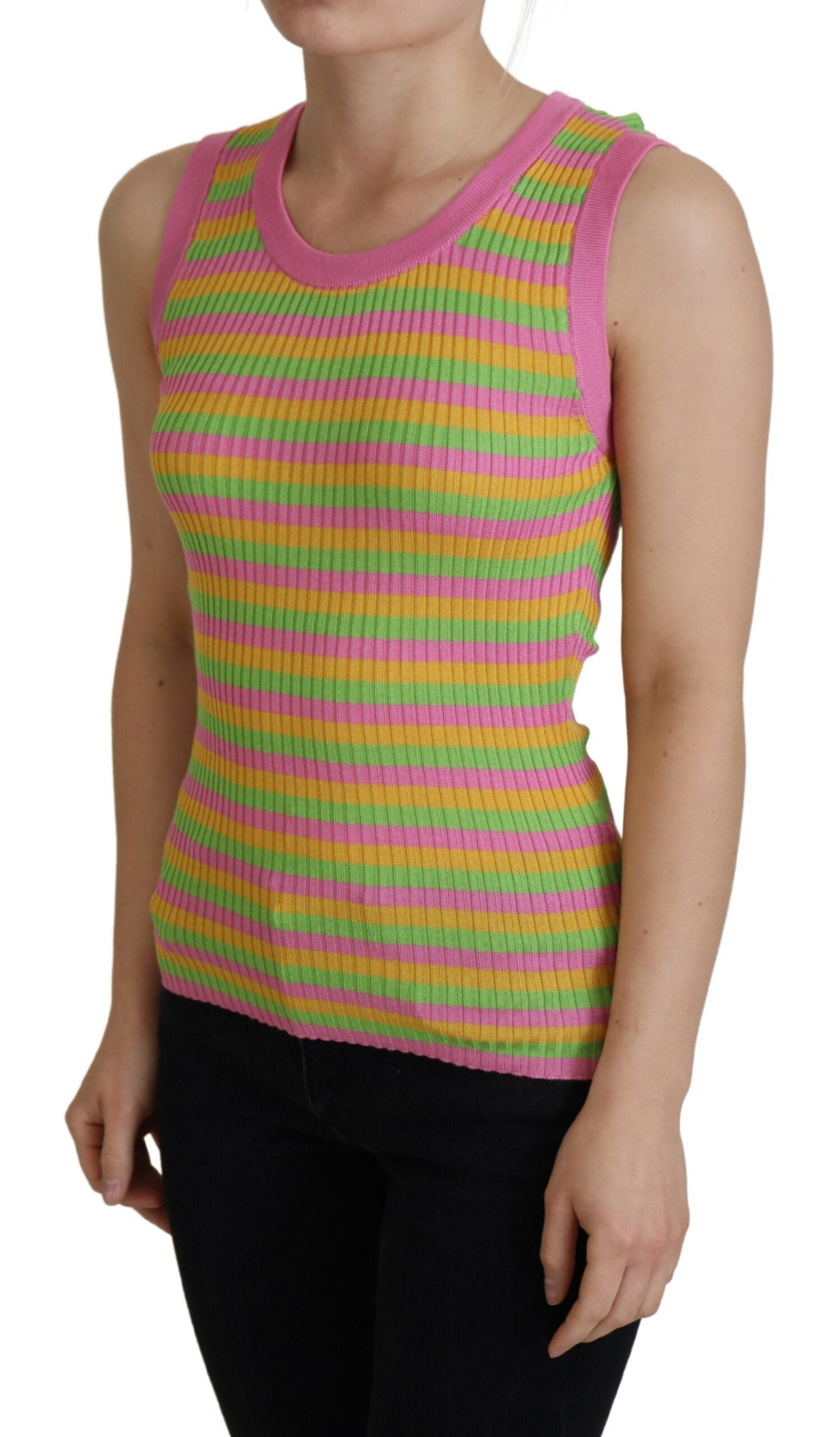 Dolce & Gabbana Multicolor Seidenweste Pullover Tank Top