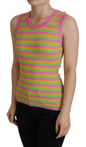 Dolce & Gabbana Multicolor Seidenweste Pullover Tank Top