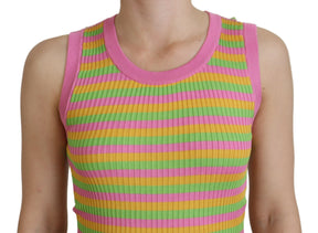 Dolce & Gabbana Multicolor Seidenweste Pullover Tank Top