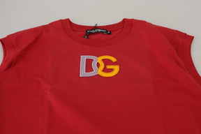 Dolce & Gabbana Rotes Baumwoll-DG-Logo-Tank-T-Shirt