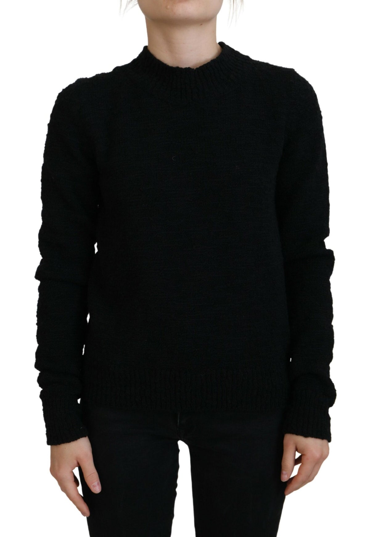 Dolce & Gabbana Schwarzer Wollstrickpullover mit Rundhalsausschnitt