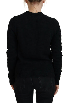 Dolce & Gabbana Schwarzer Wollstrickpullover mit Rundhalsausschnitt