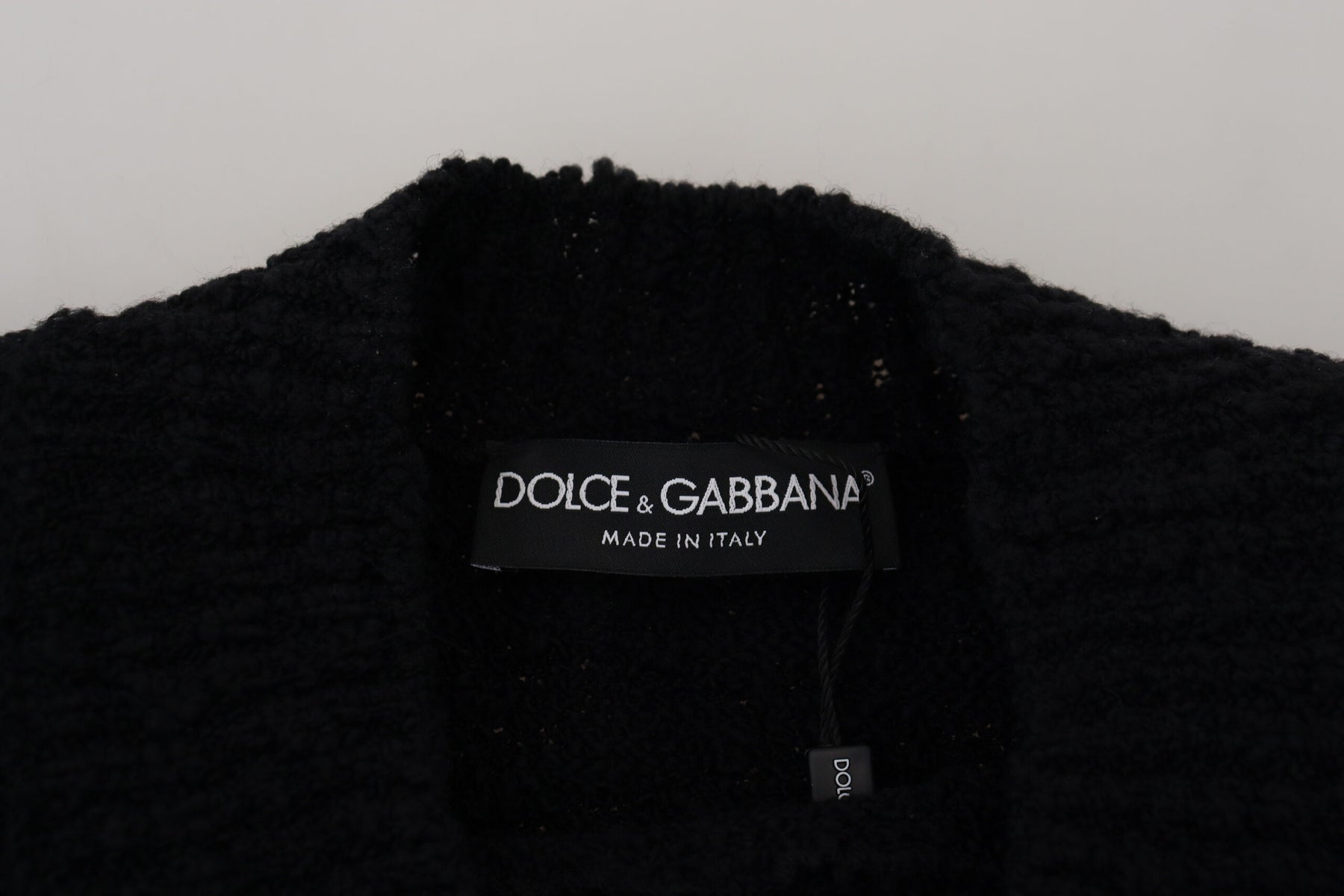 Dolce & Gabbana Schwarzer Wollstrickpullover mit Rundhalsausschnitt