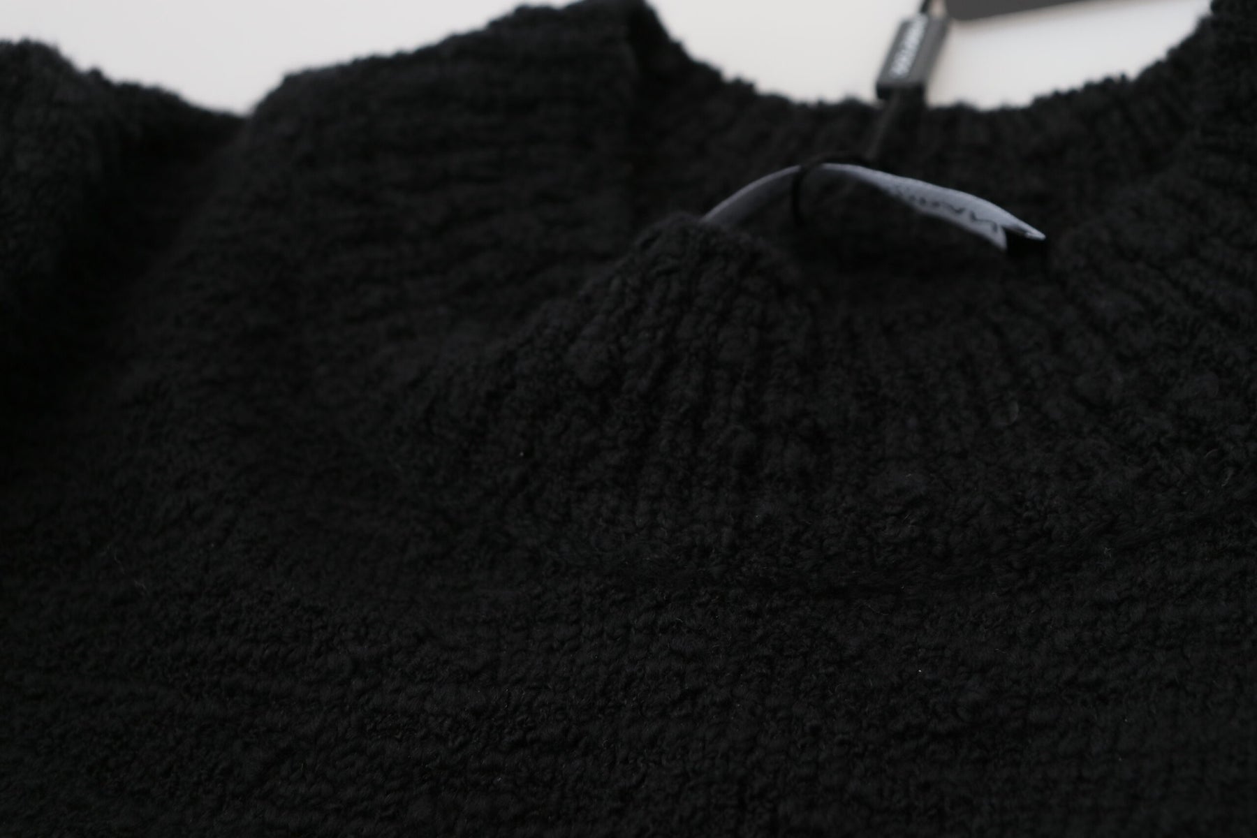 Dolce & Gabbana Schwarzer Wollstrickpullover mit Rundhalsausschnitt