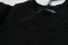 Dolce & Gabbana Schwarzer Wollstrickpullover mit Rundhalsausschnitt