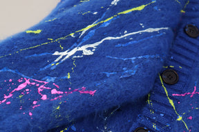 Dolce & Gabbana Blauer Color Splash Mohair Cardigan Pullover