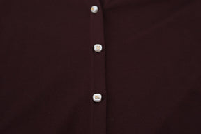 Dolce & Gabbana Kastanienbrauner Wollstrickpullover mit tiefem V-Ausschnitt