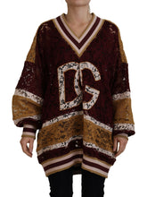 Dolce & Gabbana Multicolor Spitze Pullover mit V-Ausschnitt