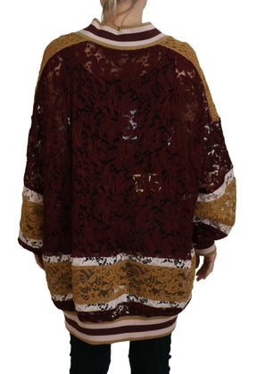 Dolce & Gabbana Multicolor Spitze Pullover mit V-Ausschnitt