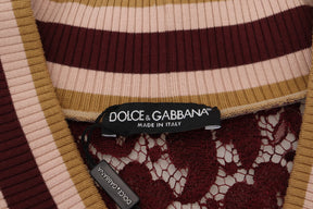 Dolce & Gabbana Multicolor Spitze Pullover mit V-Ausschnitt